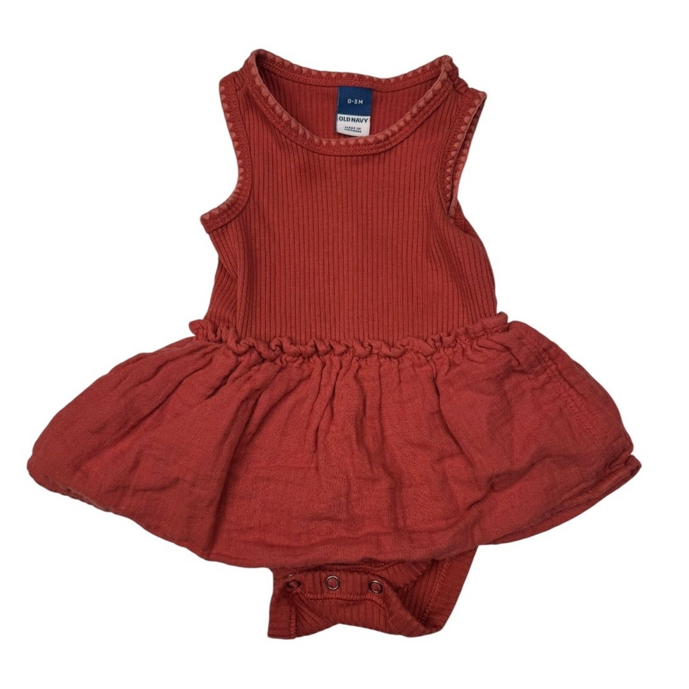 Old Navy Baby Dress Bodysuit 0-3M Ruffle Bottom Romper Burnt Orange 306‎